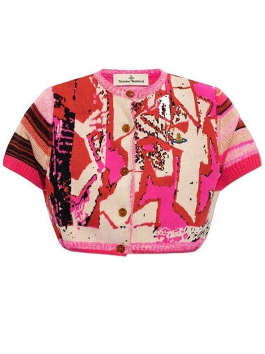 Graffiti Cropped Cardigan Pink - VIVIENNE WESTWOOD - BALAAN 1