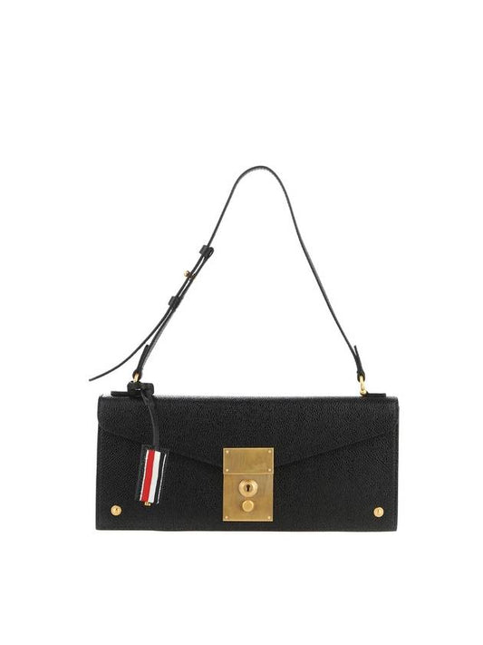 Women’s Baguette Pebble Grain Leather Shoulder Bag Black - THOM BROWNE - BALAAN 2