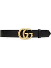 GG Marmont Double G Buckle Wide Leather Belt Black - GUCCI - BALAAN 2