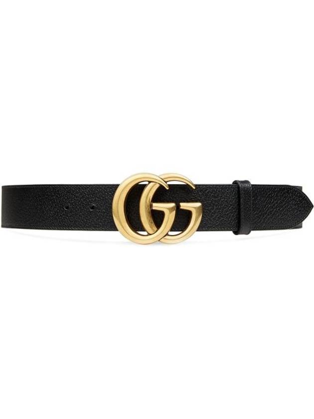 GG Marmont Double G Buckle Wide Leather Belt Black - GUCCI - BALAAN 2