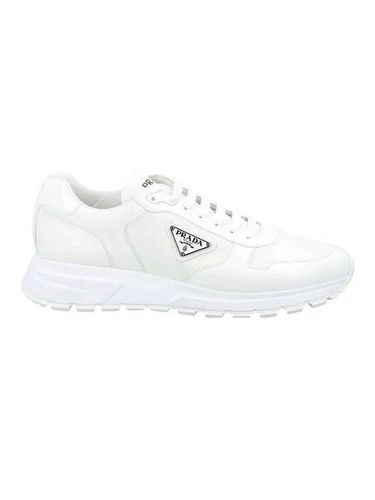 Triangle Logo Leather Low Top Sneakers White - PRADA - BALAAN 1