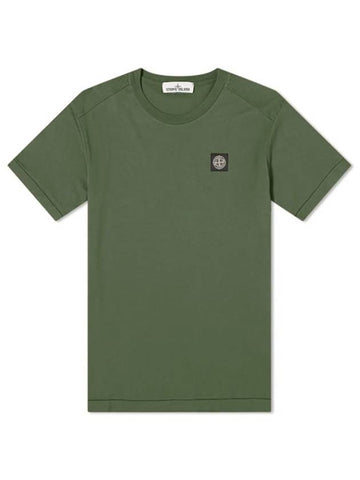 Men's Wappen Logo Patch Short Sleeve T-Shirt Light Khaki - STONE ISLAND - BALAAN 1