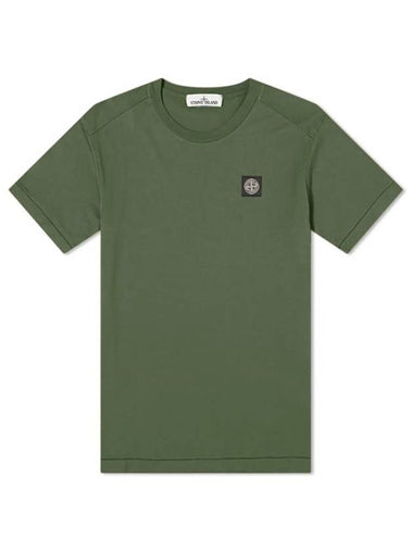 Men's Wappen Logo Patch Short Sleeve T-Shirt Light Khaki - STONE ISLAND - BALAAN 1