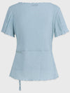 Ripple Wrinkle Chiffon Mix Strap Point Short Sleeve T Shirt - MICANE - BALAAN 6