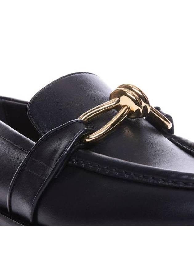 Astaire Signature Metallic Knot Detail Leather Loafers Black - BOTTEGA VENETA - BALAAN 4