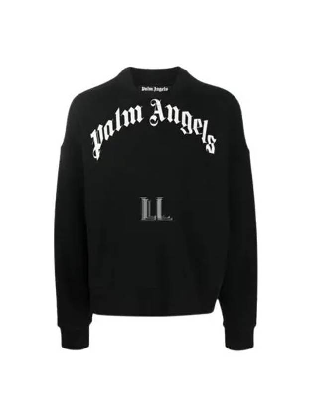 Curve Logo Print Sweatshirt Black - PALM ANGELS - BALAAN 2