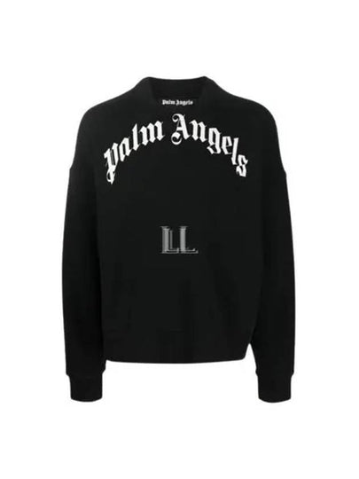 Curve Logo Print Sweatshirt Black - PALM ANGELS - BALAAN 2