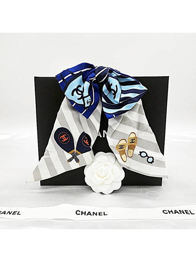 Ribbon Silk Hair Chouchou Navy - CHANEL - BALAAN 2