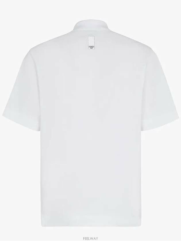 Men's Logo Patch Short Sleeve Polo Shirt White - FENDI - BALAAN 4