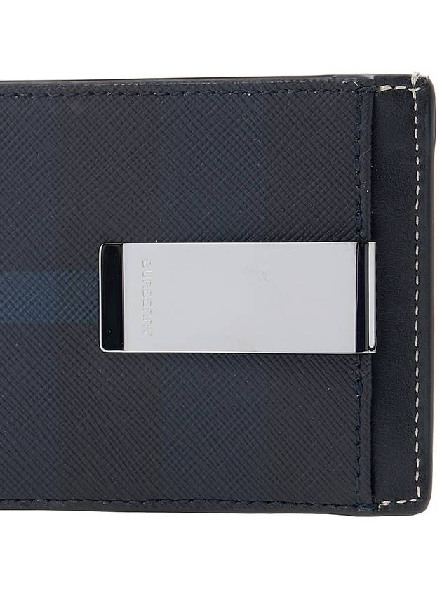 Check Print Money Clip Card Wallet Navy - BURBERRY - BALAAN 8