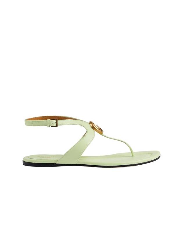 Double G Leather Flat Sandals Light Green - GUCCI - BALAAN 1