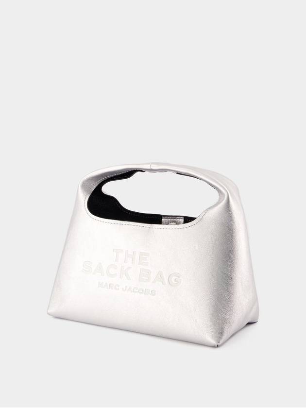 The Metallic Leather Mini Sock Tote Bag Silver - MARC JACOBS - BALAAN 3