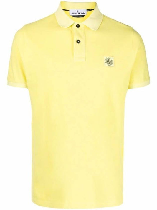Men's Logo Patch Cotton Short Sleeve Polo Shirt Light Yellow - STONE ISLAND - BALAAN 1