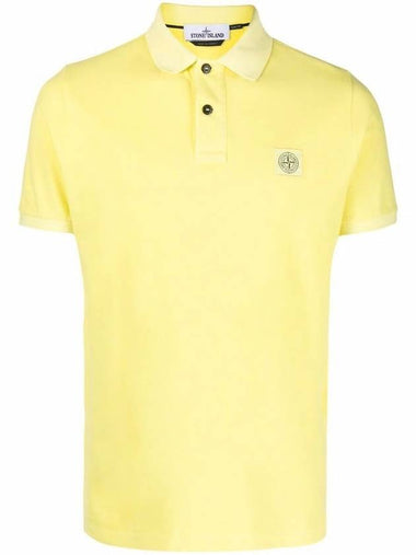 Men's Logo Patch Cotton Short Sleeve Polo Shirt Light Yellow - STONE ISLAND - BALAAN 1