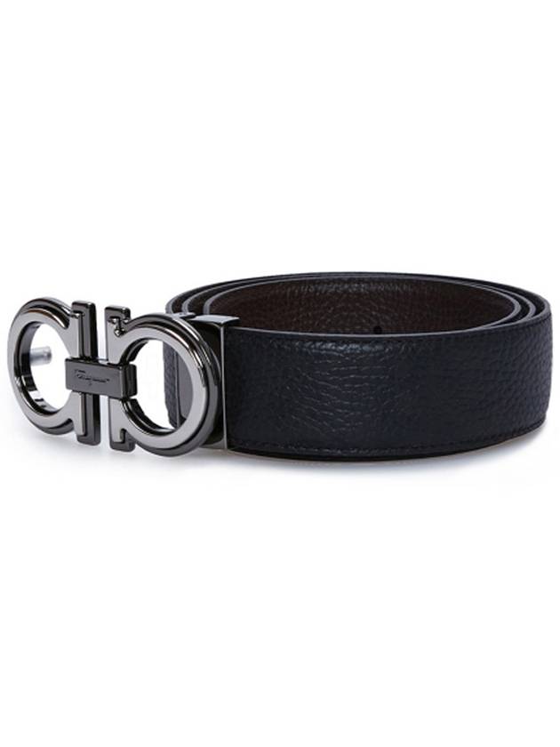 Men's Gancini Reversible Leather Belt Black - SALVATORE FERRAGAMO - BALAAN 3