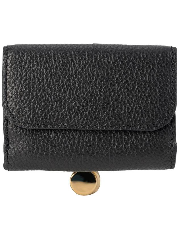 Alphabet Grain Leather Flap Small Half Wallet Black - CHLOE - BALAAN 3