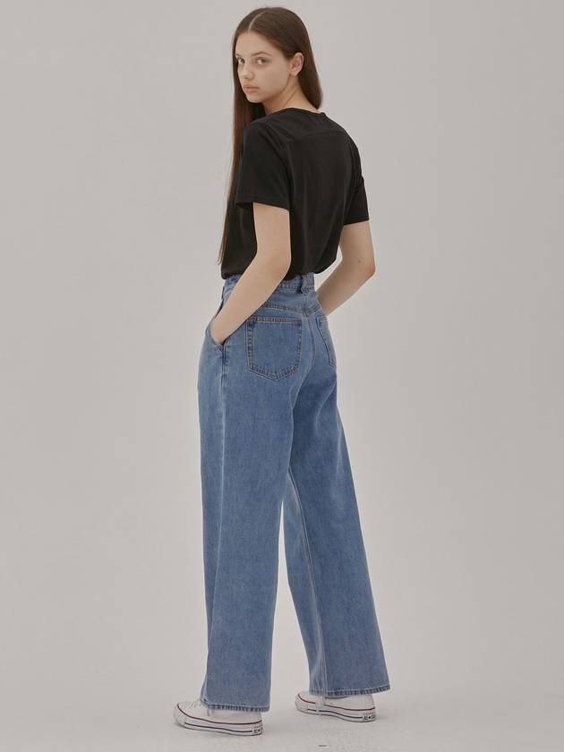 RYUL+WAI: Tuck Wide Long Denim Pants Blue - RYUL+WAI: - BALAAN 3