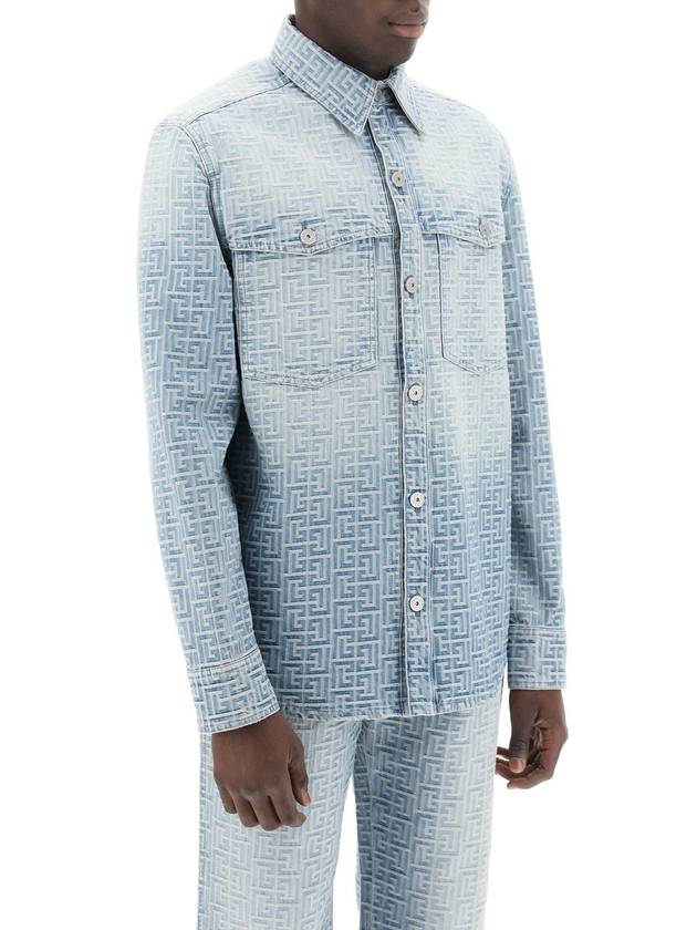 BALMAIN MONOGRAM JACQUARD DENIM SHIRT - BALMAIN - BALAAN 2