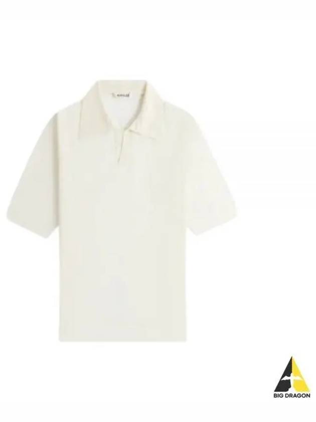 24 HARD TWIST HIGH GAUGE WOOL SILK KNIT SKIPPER POLO IVORY A24SP02WS tee - AURALEE - BALAAN 1