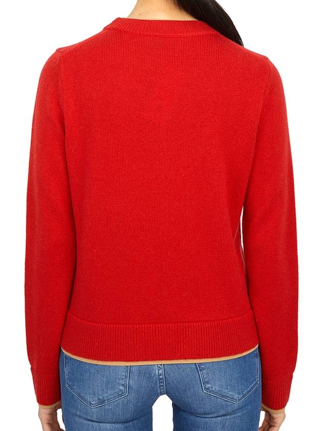 Double Layer Cashmere Crewneck Knit Top Red - TORY BURCH - BALAAN 5