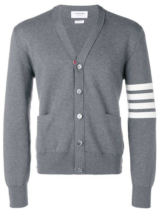 Milano Stitch 4-Bar Cardigan Medium Grey - THOM BROWNE - BALAAN 2