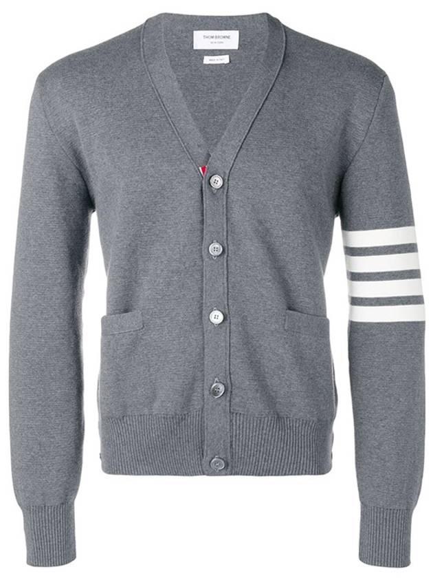 Milano Stitch 4-Bar Cardigan Medium Grey - THOM BROWNE - BALAAN 3