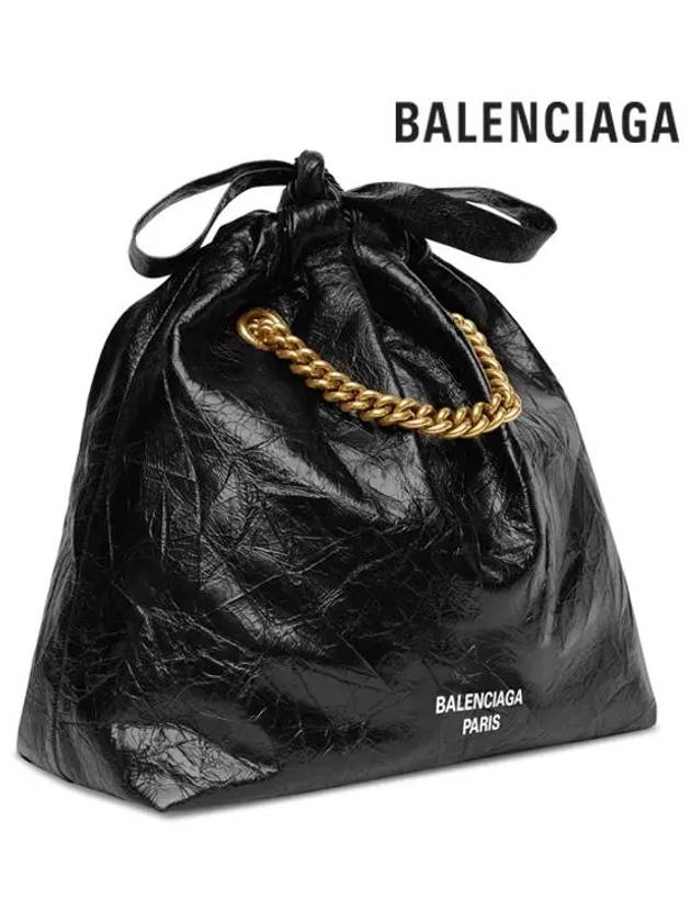 Crush Small Leather Shoulder Bag Black - BALENCIAGA - BALAAN 4