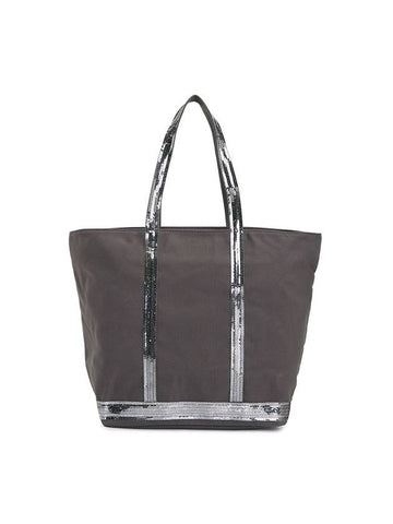 Women's Cabas Zipper Tote Bag Anthracite - VANESSA BRUNO - BALAAN 1