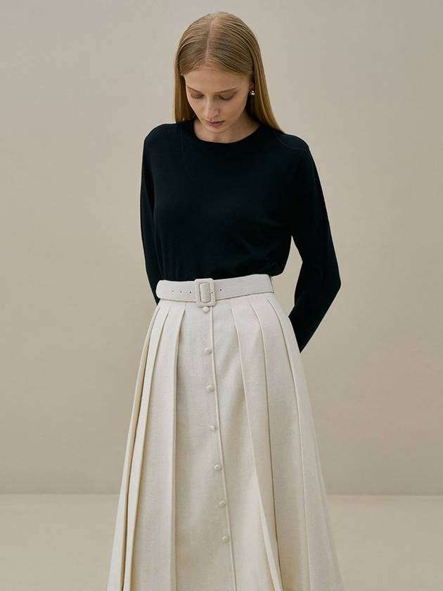 JANE Belt Pleated Skirt Ivory - AME - BALAAN 6