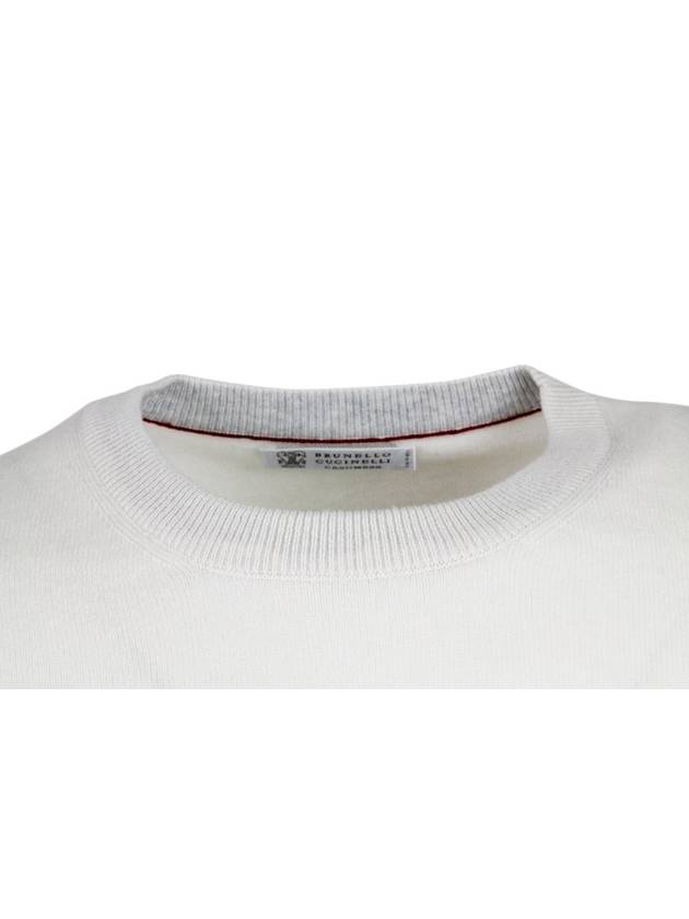 crew neck cashmere knit top white - BRUNELLO CUCINELLI - BALAAN 3