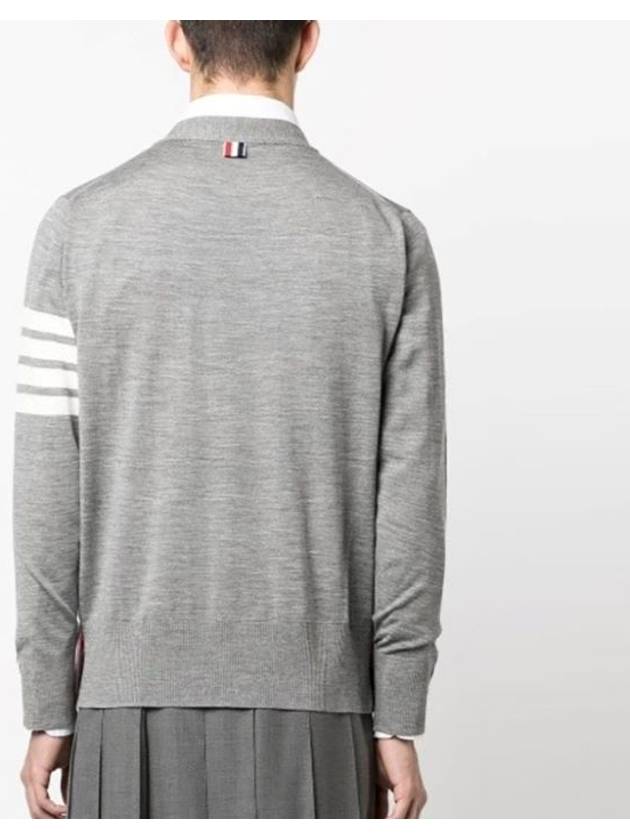 Men's Sustainable Classic Diagonal Wool Cardigan Pale Grey - THOM BROWNE - BALAAN 5