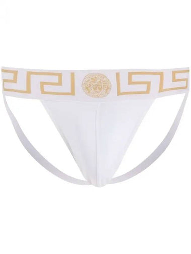 Men's Greca Border Jock Strap Briefs White - VERSACE - BALAAN 1