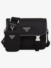 Triangle Logo Re-Nylon Saffiano Leather Cross Bag Black - PRADA - BALAAN 2