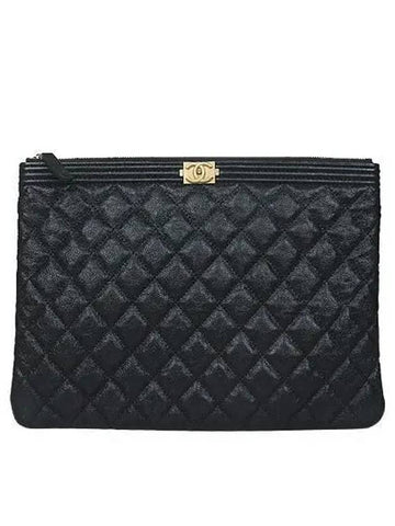 Gold Boy Black Caviar New Medium Clutch Bag - CHANEL - BALAAN 1