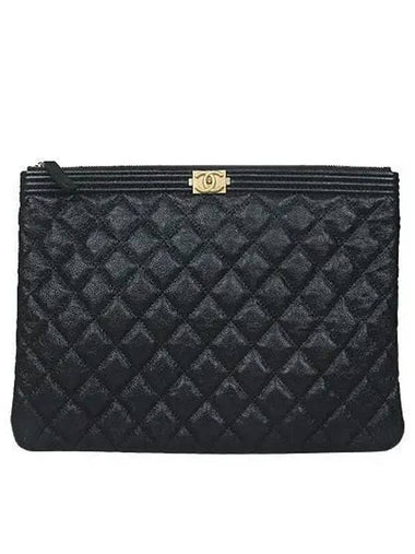 Gold Boy Black Caviar New Medium Clutch Bag - CHANEL - BALAAN 1