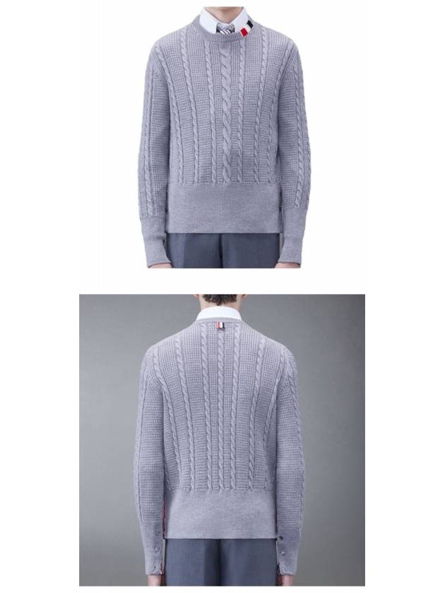 RWB Cable Wool Knit Top Grey - THOM BROWNE - BALAAN 6