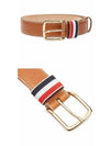 Three Stripe Tab Leather Belt Brown - THOM BROWNE - BALAAN 5