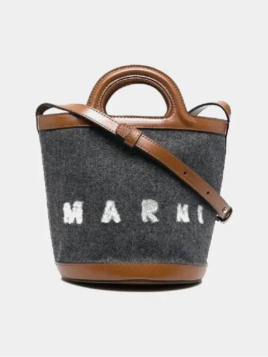 Women's felt logo mini bucket bag dark gray mocha bag SCMP0056Q4P4915ZO2 53 - MARNI - BALAAN 1