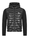 logo knit padding mix hooded jacket black - MONCLER - BALAAN 3