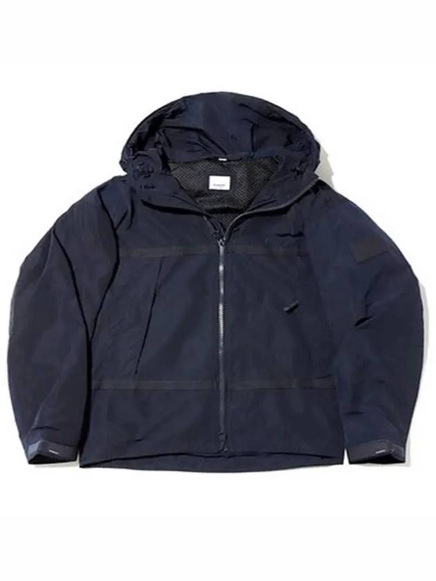 Men's Logo Applique Lightweight Zip-Up Hoodie Navy - BURBERRY - BALAAN 2