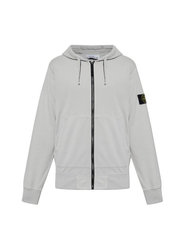 Organic Cotton Fleece Zip-Up Hoodie Grey - STONE ISLAND - BALAAN 2