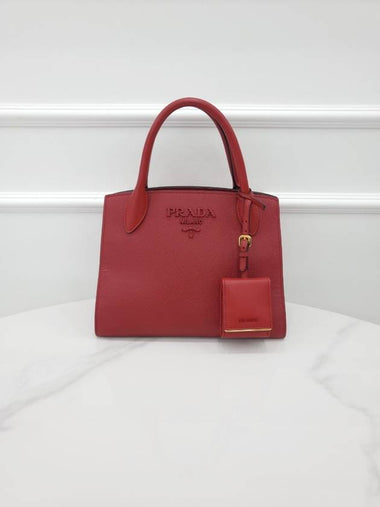 Monochrome Saffiano Tote Shoulder Bag Red 1BA156 - PRADA - BALAAN 1