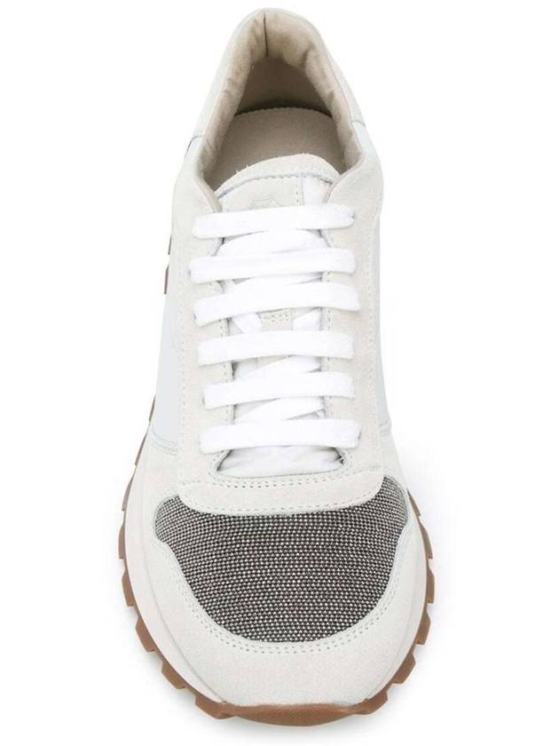 Suede Techno Fabric Runner Low Top Sneakers White - BRUNELLO CUCINELLI - BALAAN 5