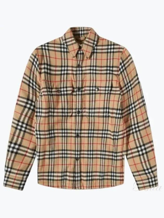 Vintage Check Wool Cotton Over Long Sleeve Shirt Archive Beige - BURBERRY - BALAAN 2