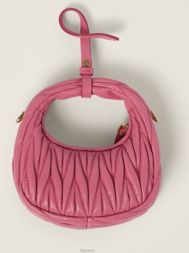 Wander Matelasse Micro Nappa Leather Hobo Mini Bag Begonia Pink - MIU MIU - BALAAN 5