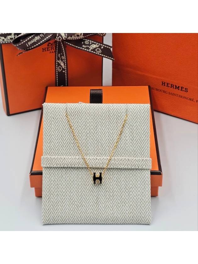 Mini Pop H Pendant Necklace Gold Noir - HERMES - BALAAN 8