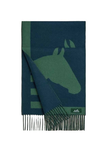 Casaque Love Story Muffler Vert Indigo - HERMES - BALAAN 1