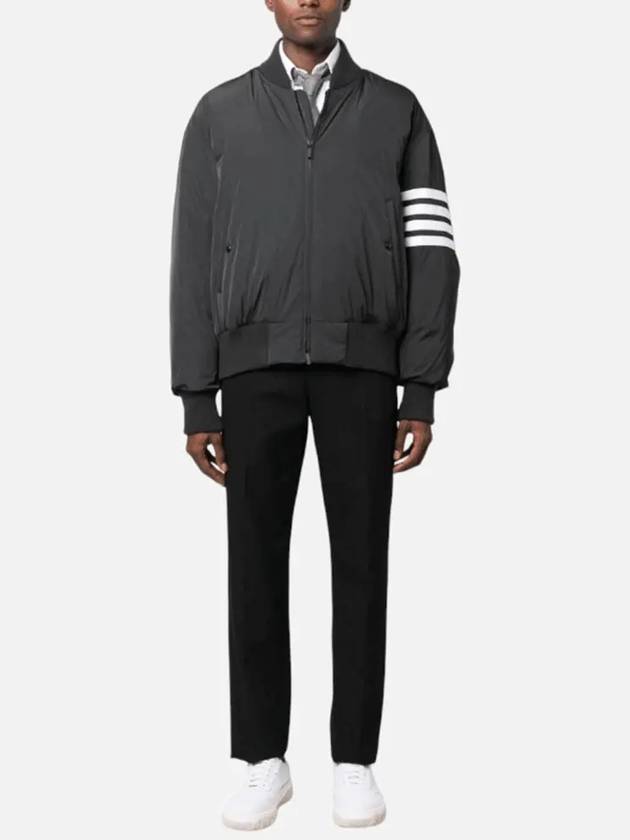 Poly Twill 4-Bar Oversized Knit Down Bomber Jacket Charcoal - THOM BROWNE - BALAAN 5