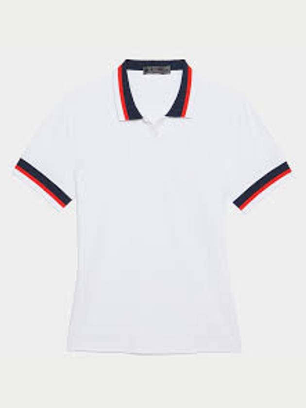 Women's Pleated Collar Tech Short Sleeve Polo Shirt White - G/FORE - BALAAN 2