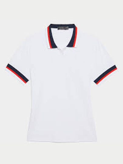 Women's Pleated Collar Tech Short Sleeve Polo Shirt White - G/FORE - BALAAN 2